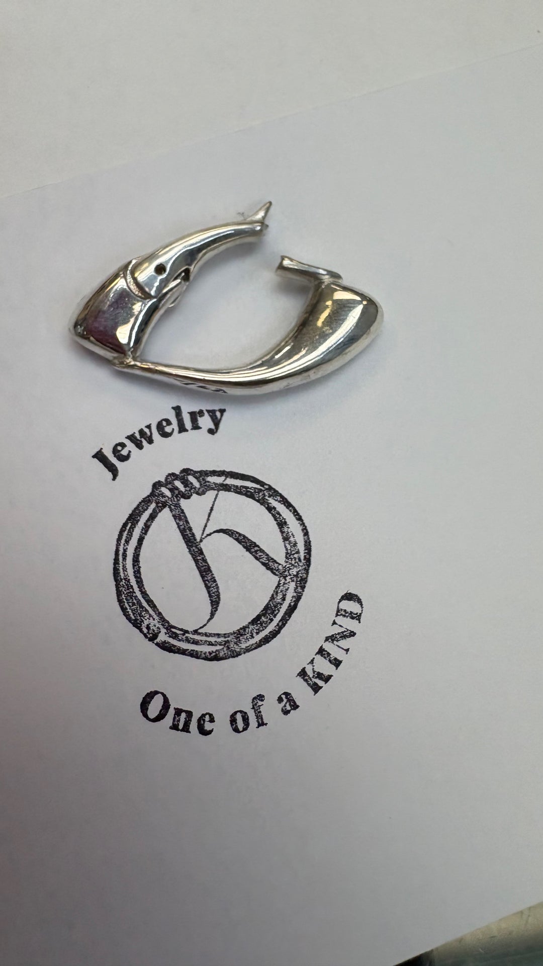 Silver Connector on a white card with 'Jewelry One of a Kind' text
