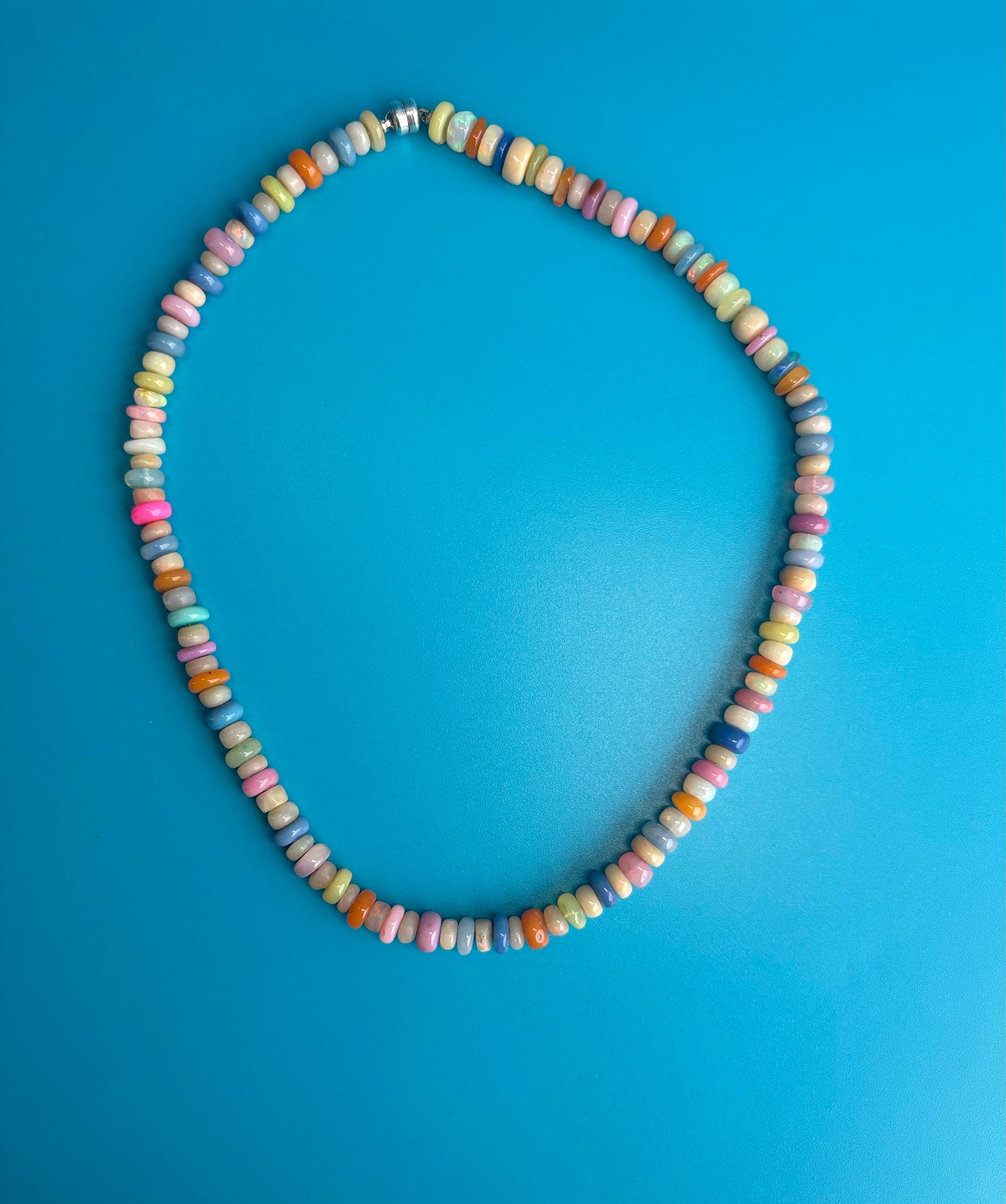 Smartie Candy Necklace with Ethiopian opal rondelle beads